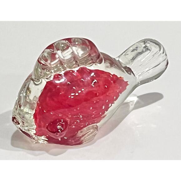 Norcrest Handblown Fish Art Glass Red Control Bubble PAPERWEIGHT Japan 4” Figure - Picture 7 of 7